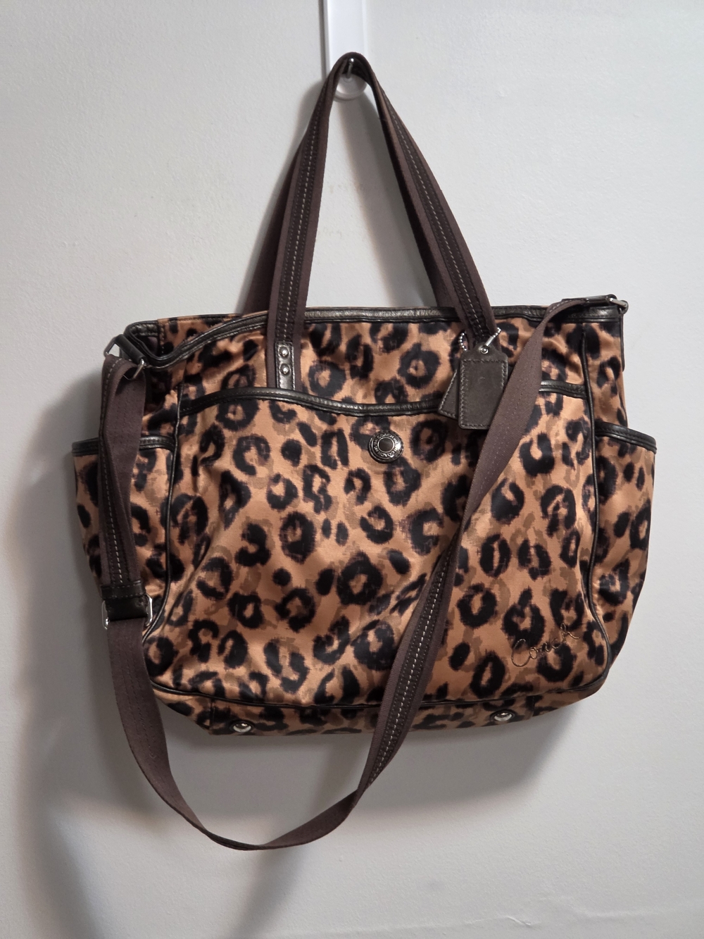 Coach Madison Ocelot  Leopard Print Baby Tote in Brown and Black
